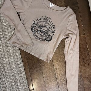 Garage Beige Long Sleeve Graphic Tee